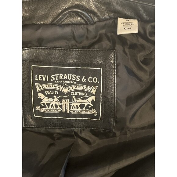 Levi's Black Faux Leather Asymmetrical Zip Motorcycle Moto Jacket - Picture 11 of 16